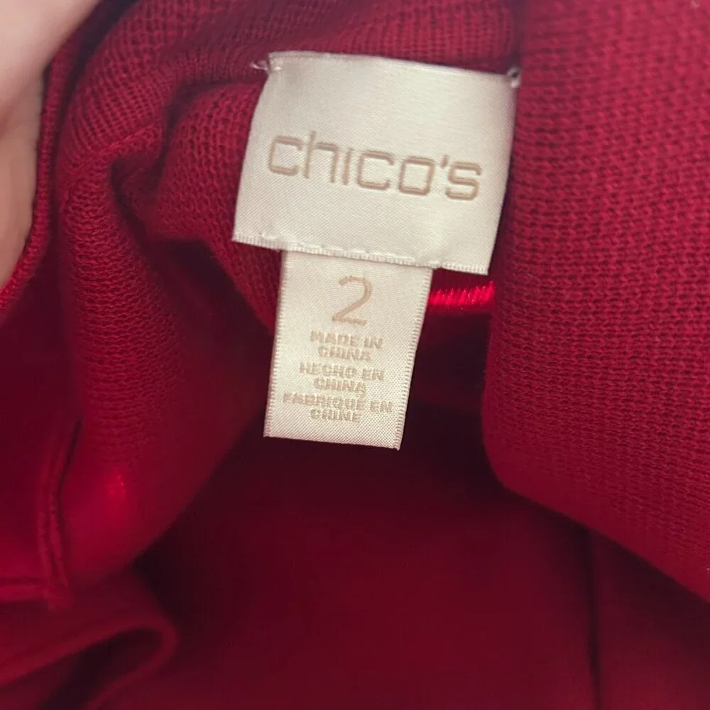 NWOT Chico's Women's Chunky Collared Red Duster Cardigan L